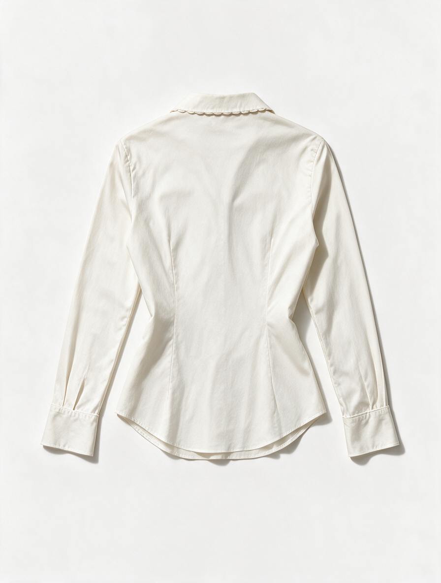Ted Baker - Blouse - crème, gerimpelde rand, uitlopende manchetten - XL
