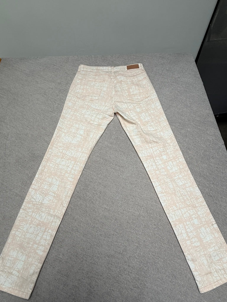 PARA MI - Broek - beige/wit/roze, abstract patroon, rechte pijp