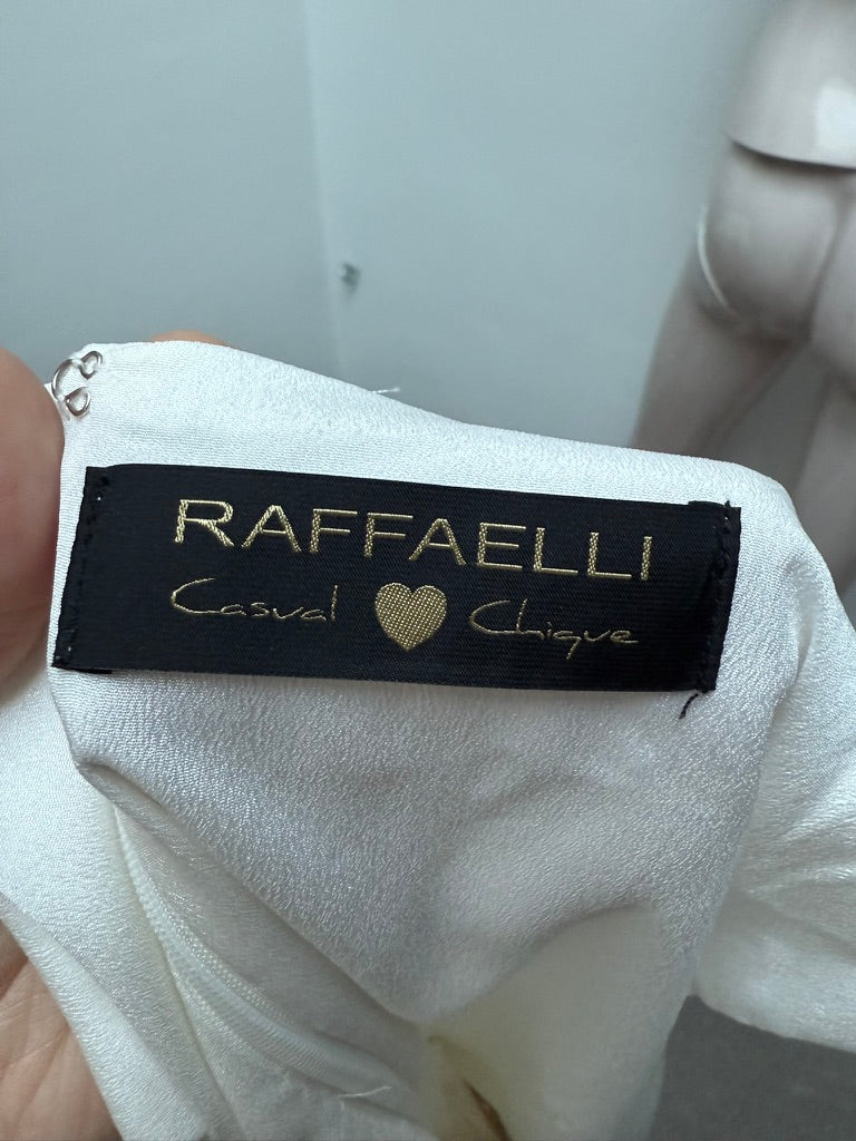 LINEA RAFFAELLI - Jurk - wit, diepe V-hals, metalen ringdetails - L