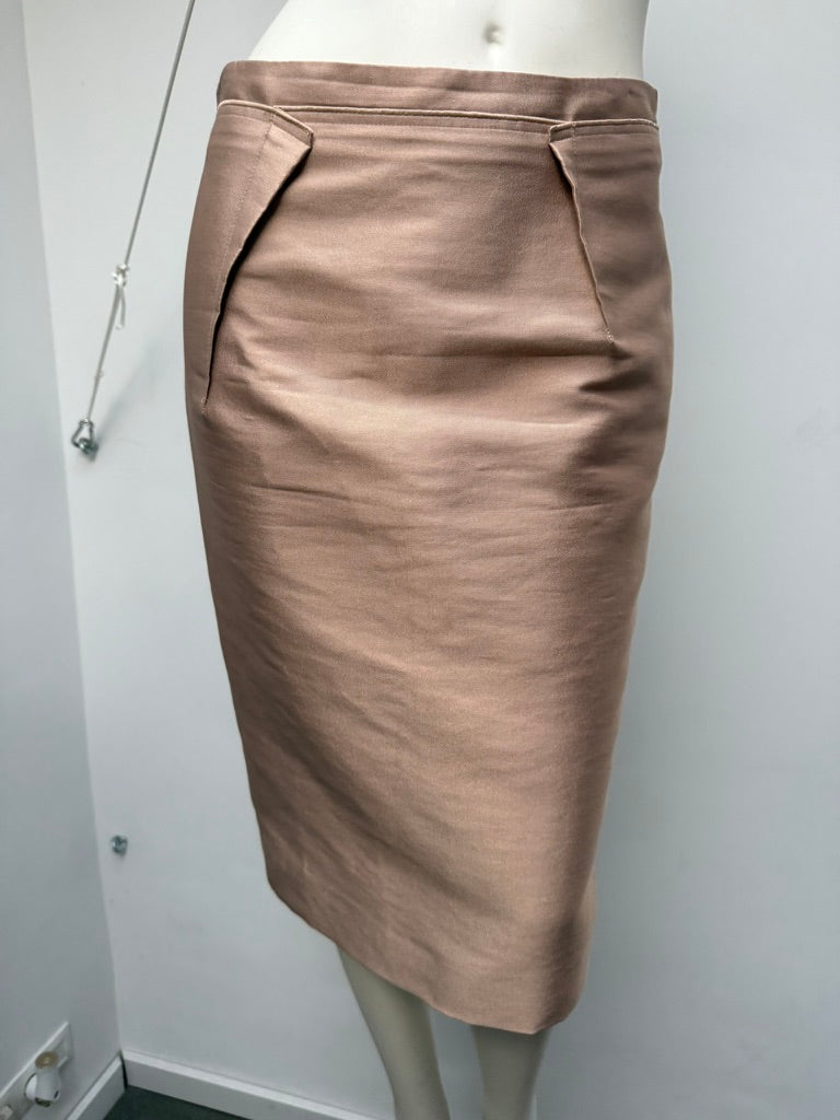NATAN - Rok - beige/roze, glanzende stof, kokerrok - M