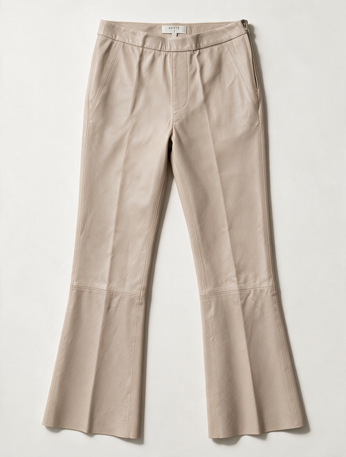 Dante6 - Broek - beige, stretchleer, uitlopende pijpen