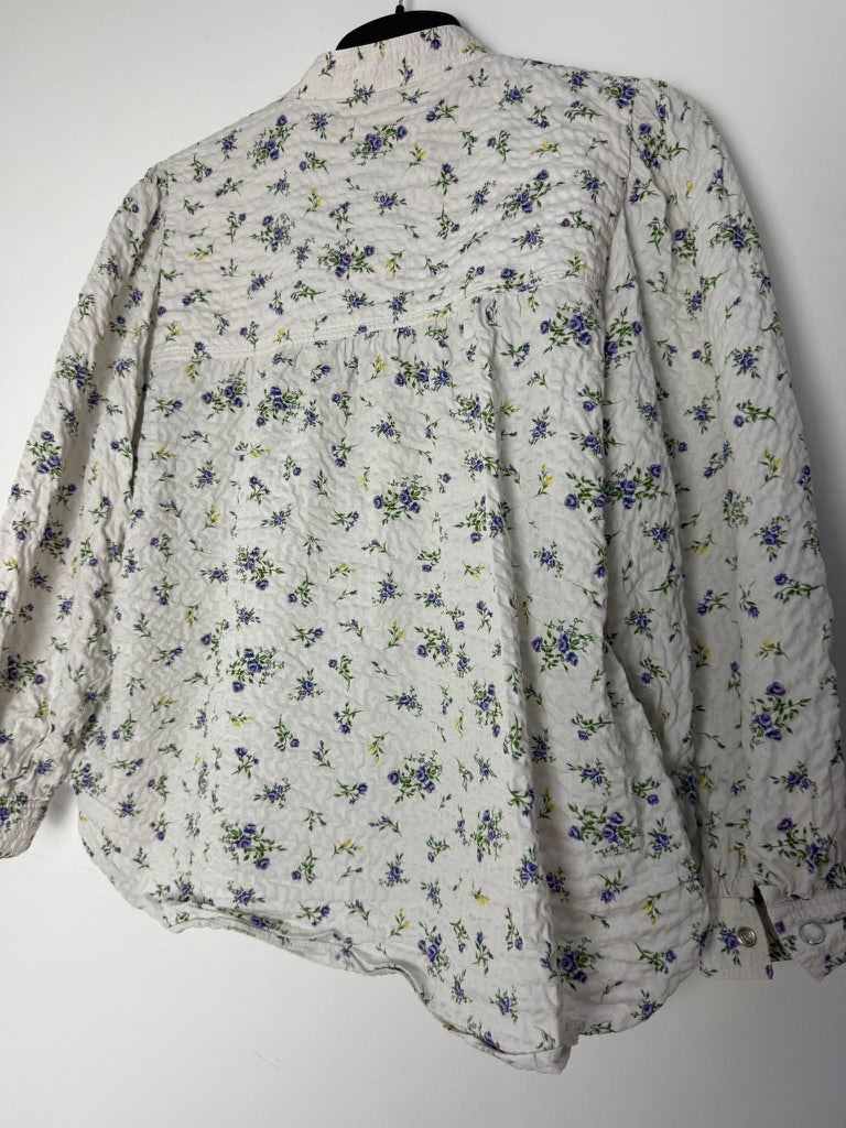 ZARA - Blouse - bloemenprint, lange mouwen, 100% katoen - M