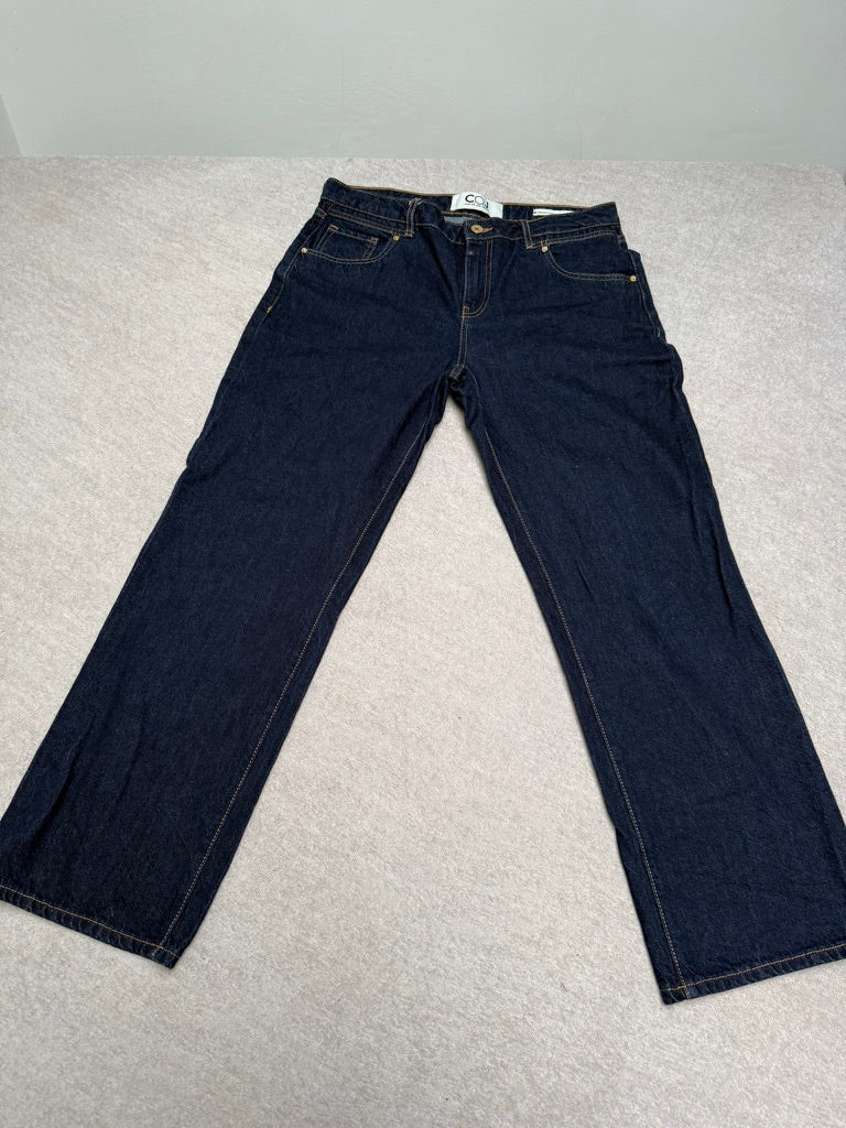 COJ Cup of Joe Denim Elodie Wide Straight Jeans W30 L30 – Donkerblauwe Raw Denim Jeans van 100% Katoen