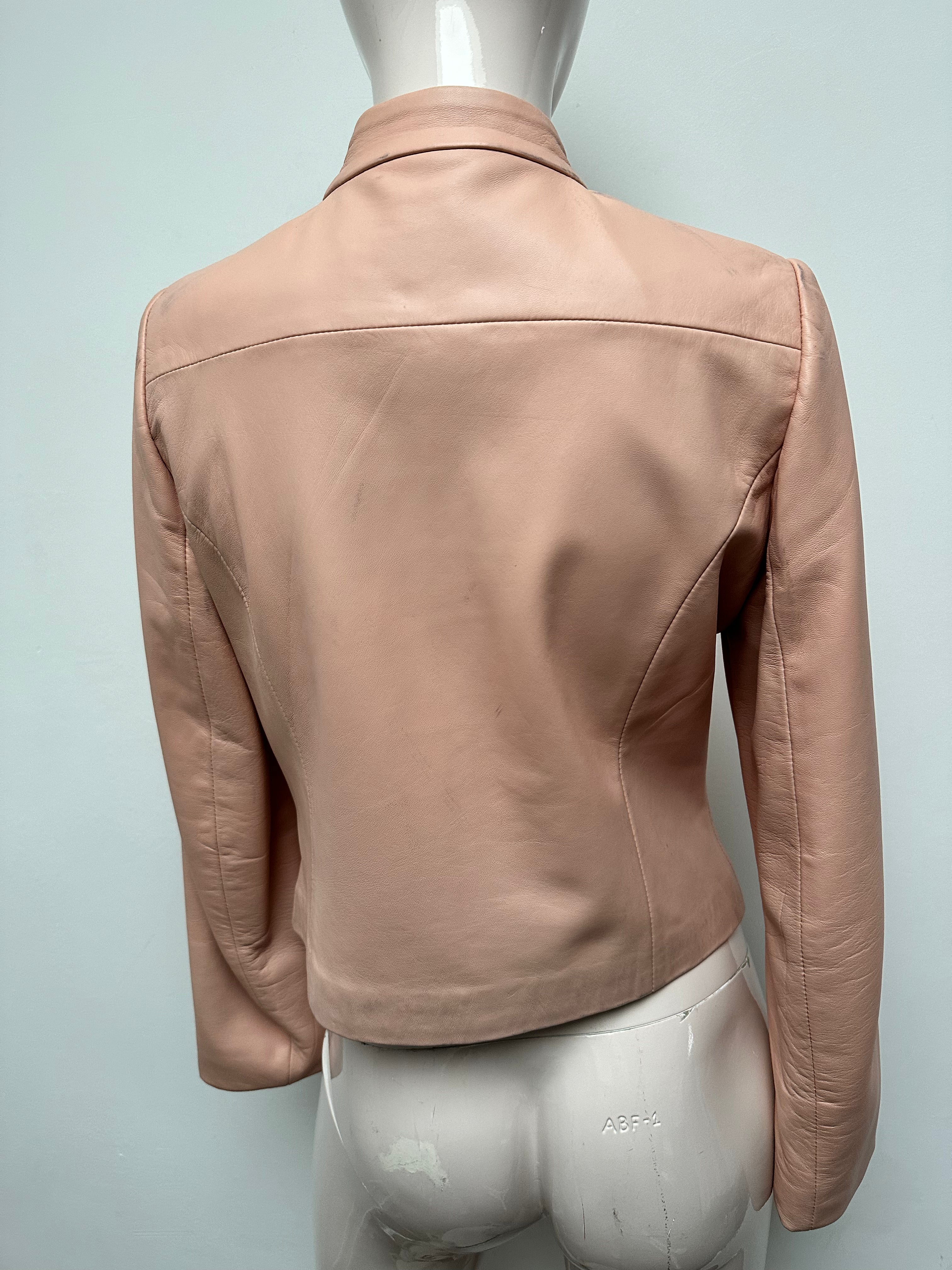 Caroline Biss roze leren jasje maat 36