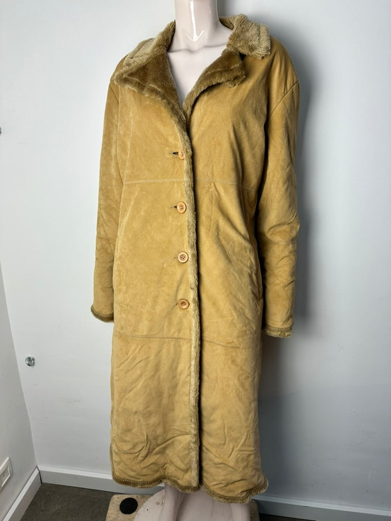 Tex beige lange jas met teddy voering maat XXL