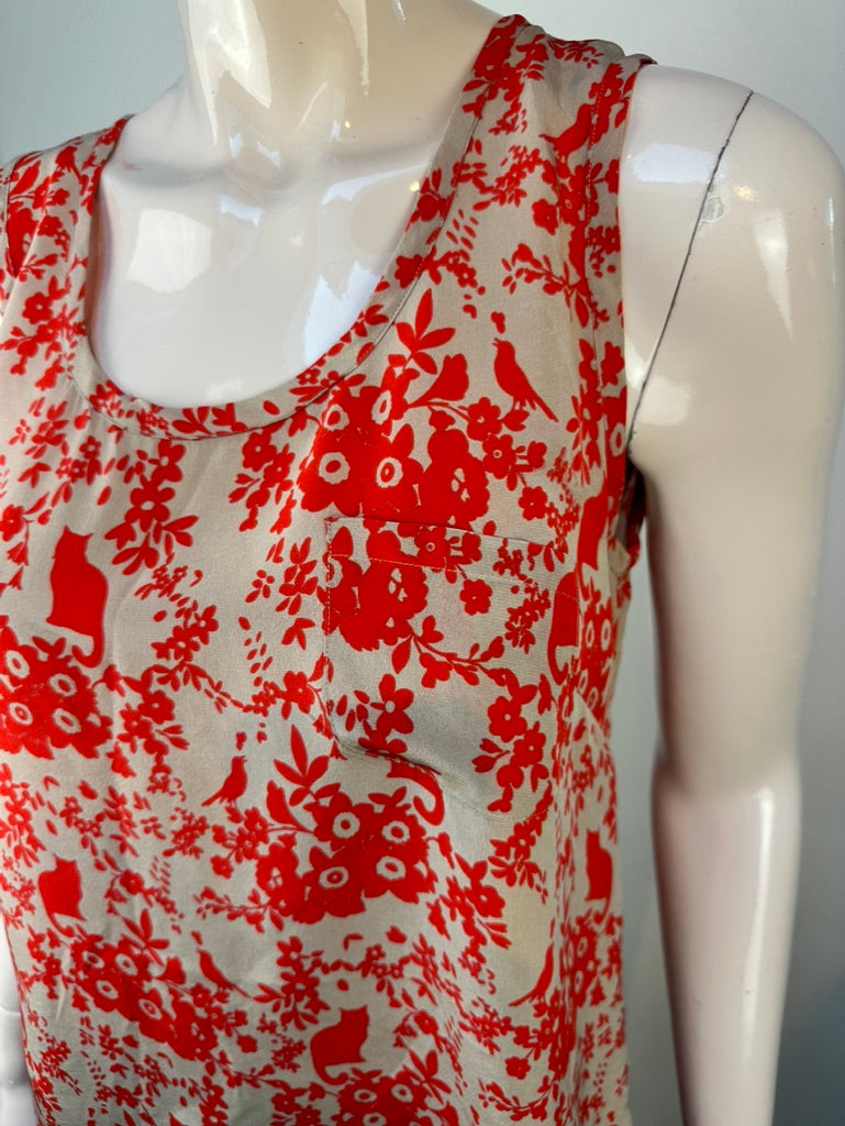 Paul & Joe Sister - Top - zijde, mouwloos, bloemen- en vogelprint - M