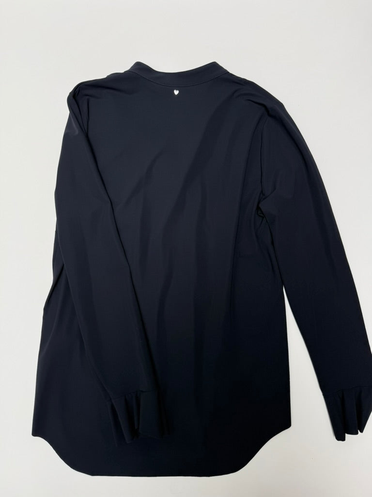 HELENA HART - Blouse - donkerblauw, ruches, opstaande kraag - XL