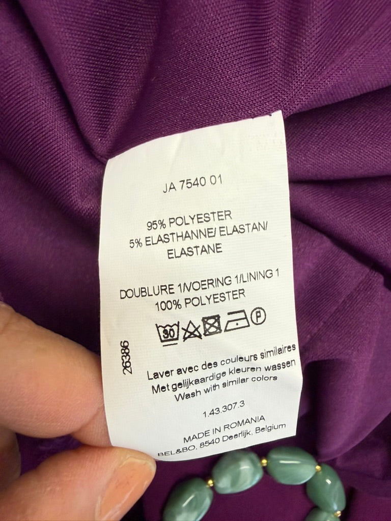 Bel&Bo - Jurk - paars, mouwloos, geplooid detail opzij - XL