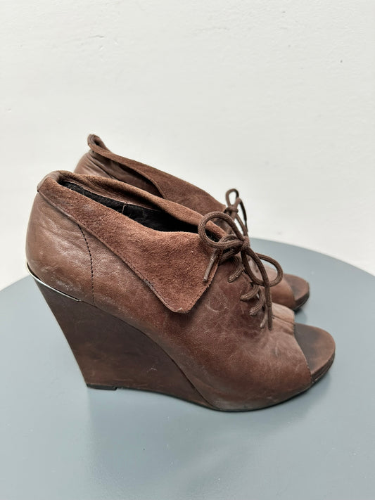 Sam Edelman bruine peeptoe wedge maat 7,5 (38)