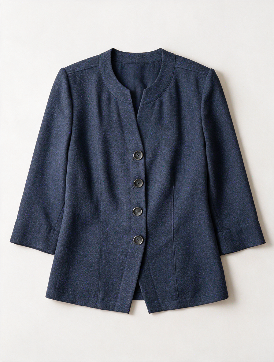 SOMMERMANN - Blazer - blauw, kraagloos, 3/4 mouw - XL