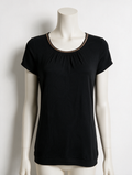 Mayerline Brussels - Blouse - zwart, glinsterende bies, korte mouw - M