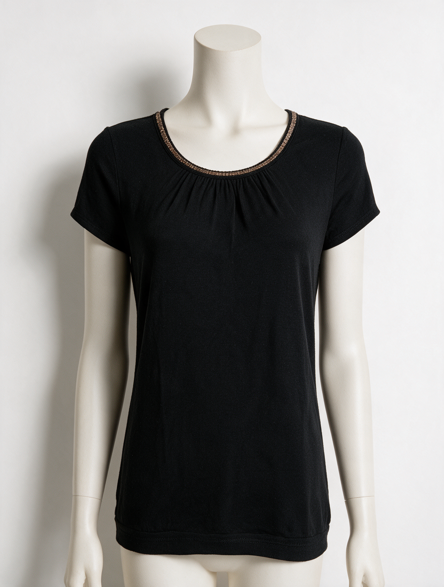 Mayerline Brussels - Blouse - zwart, glinsterende bies, korte mouw - M