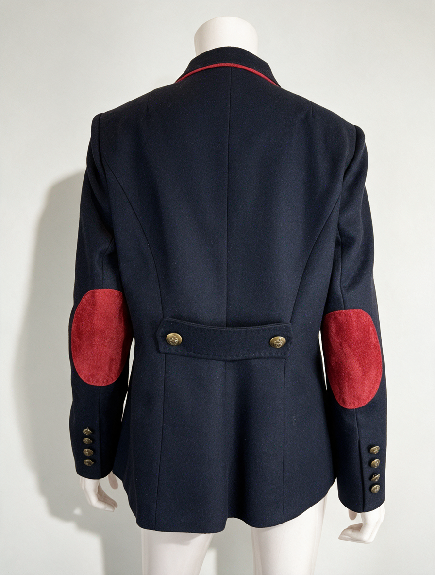 signora M. - Blazer - donkerblauw, rode biezen, goudkleurige knopen