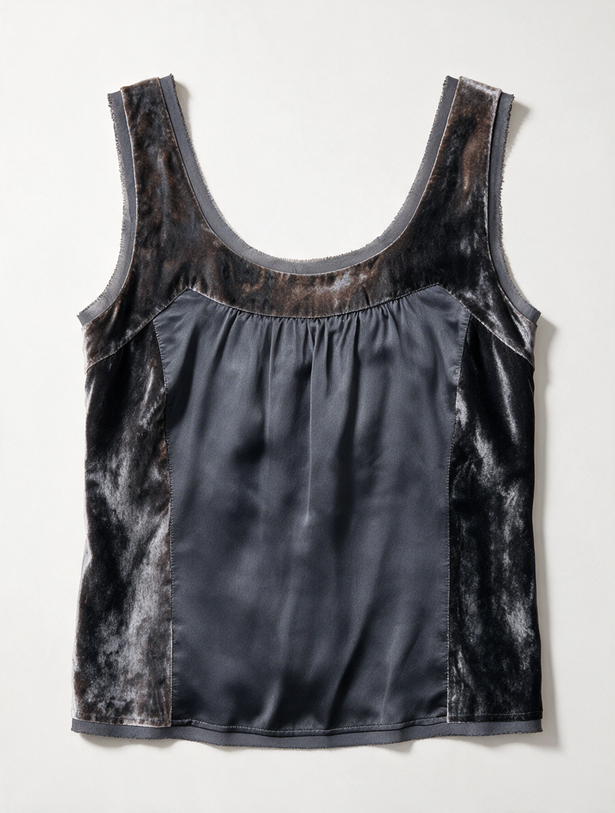 Gerard Darel - Top - grijs, satijnlook, velvet accenten - FR42 NL38
