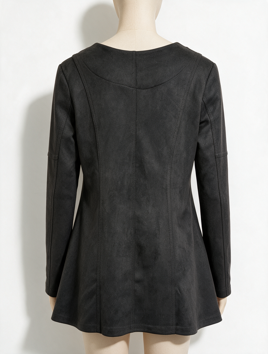 Angelle Milan - Jasje - zwart, suèdelook, ritssluiting - L