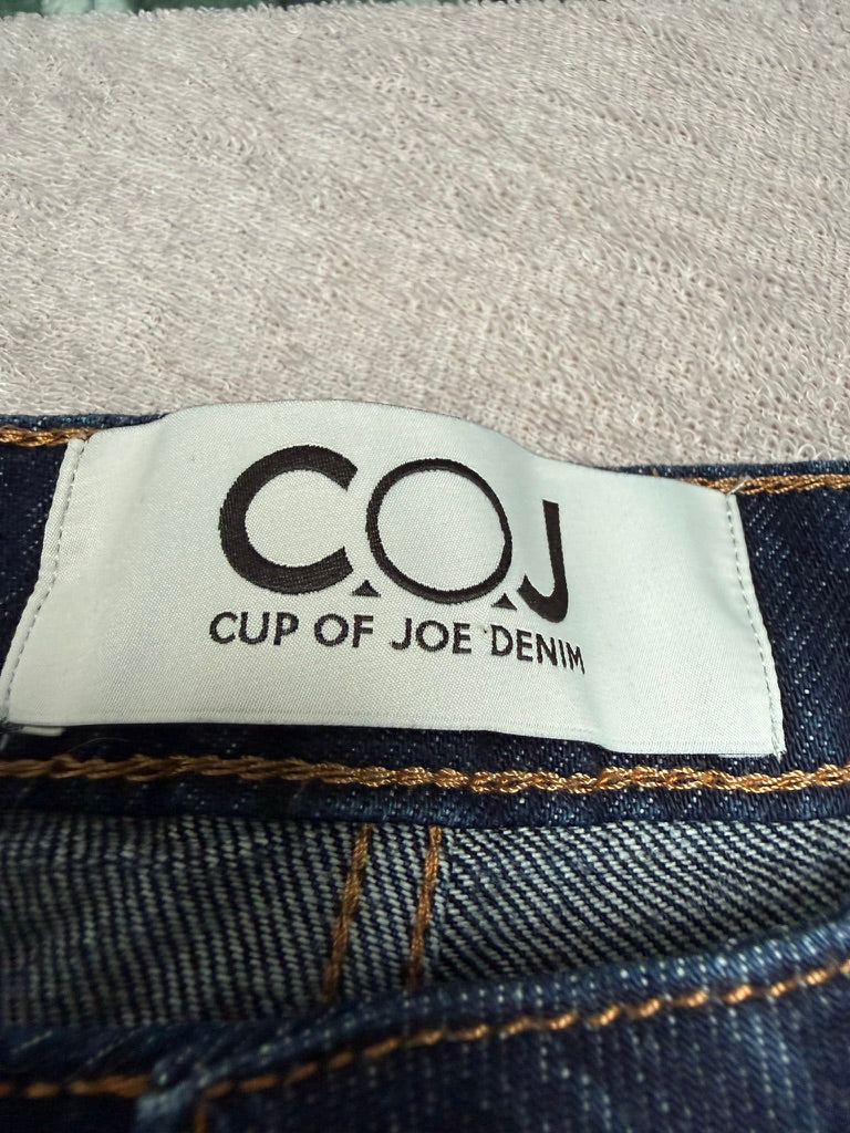 COJ Cup of Joe Denim Elodie Wide Straight Jeans W30 L30 – Donkerblauwe Raw Denim Jeans van 100% Katoen
