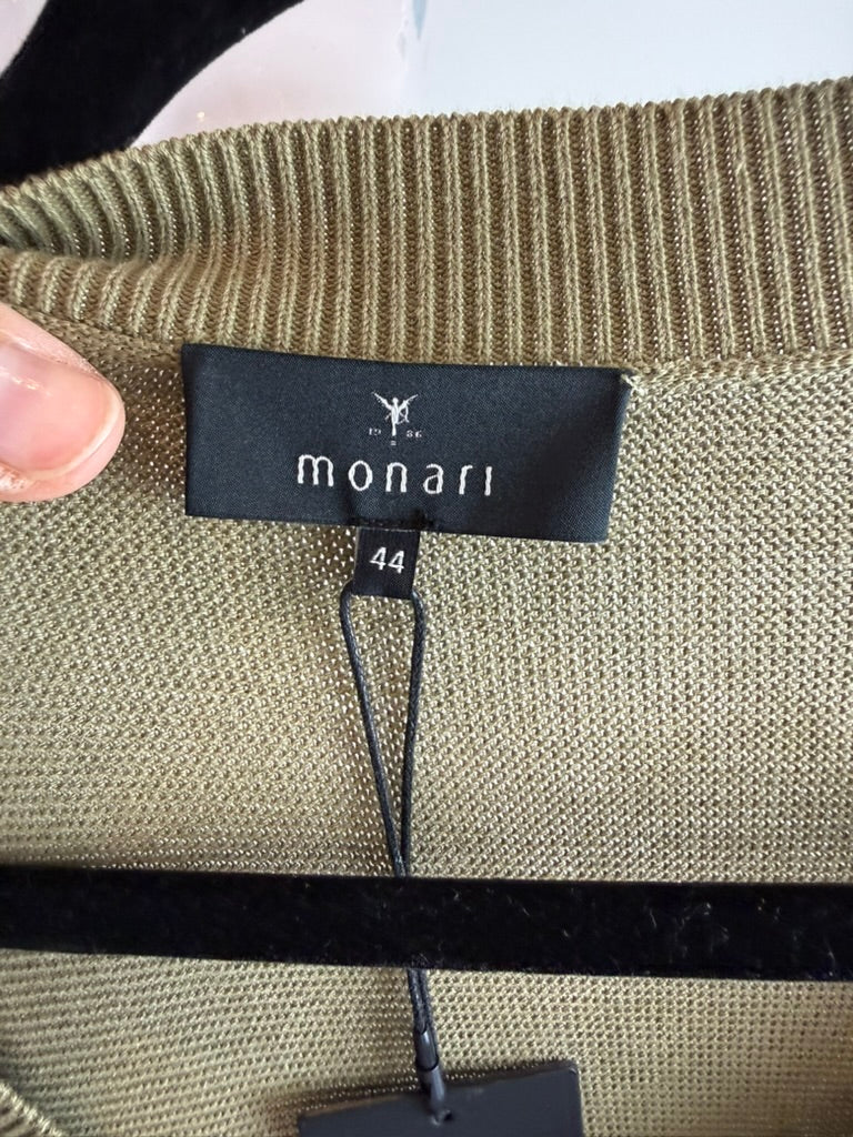 monari - Trui - olijfgroen, V-hals, strass steentjes - XL