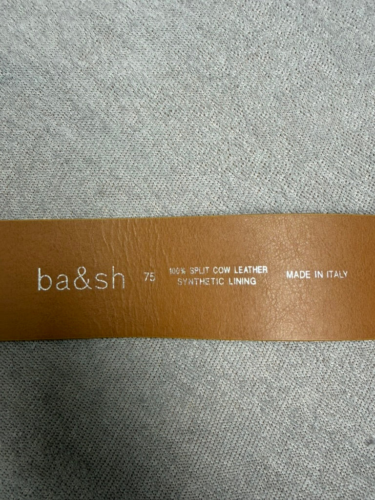 ba&sh - Riem - slangenprint, geel en zwart, ronde zilverkleurige gesp