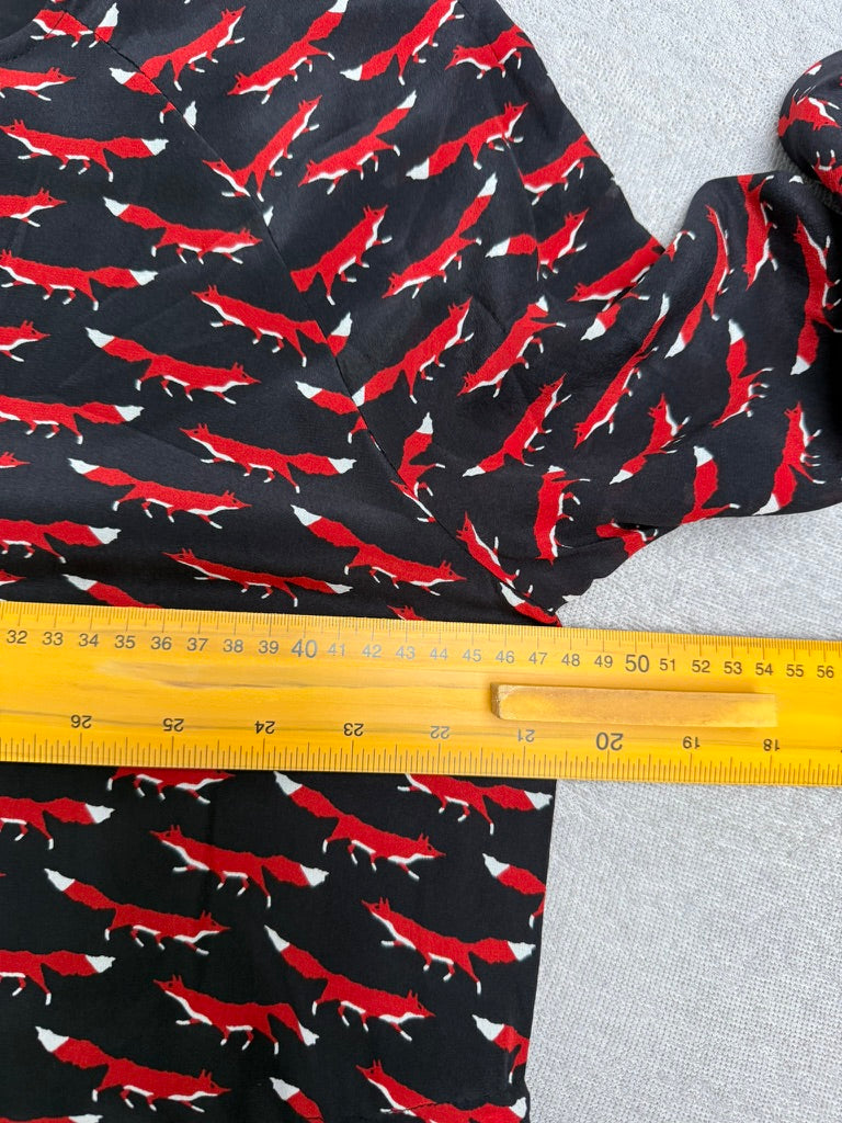Essentiel Antwerp jurk met vossenprint maat 36 – speelse designer jurk in zwart en rood
