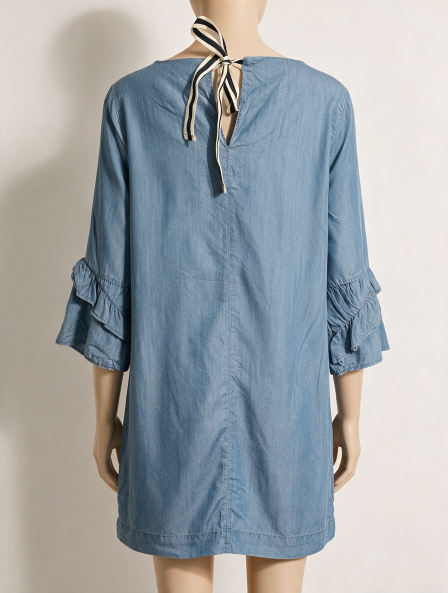 Mint Velvet - Jurk - blauw, denimlook, 3/4 mouw - L