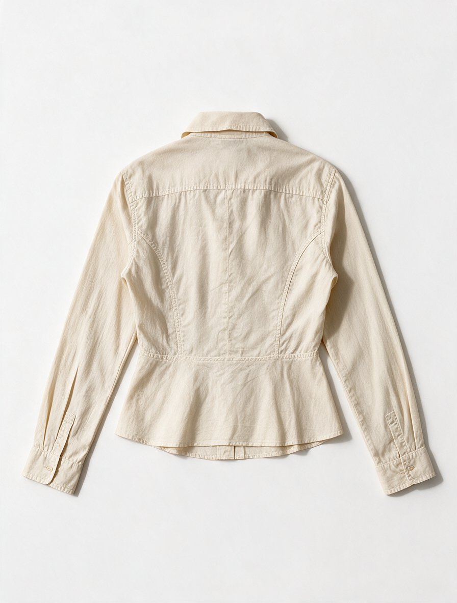 SPORTMAX CODE - Blouse - beige, decoratieve stiksels, knoopsluiting maat 36