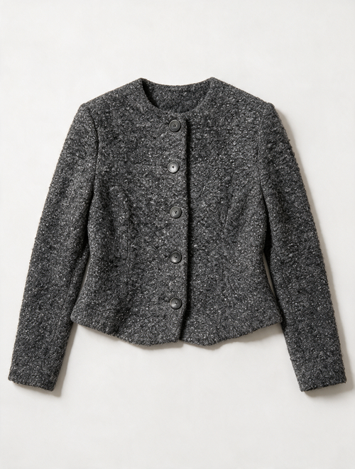 Claudia Sträter - Blazer - grijs, boucléstof, knoopsluiting - S