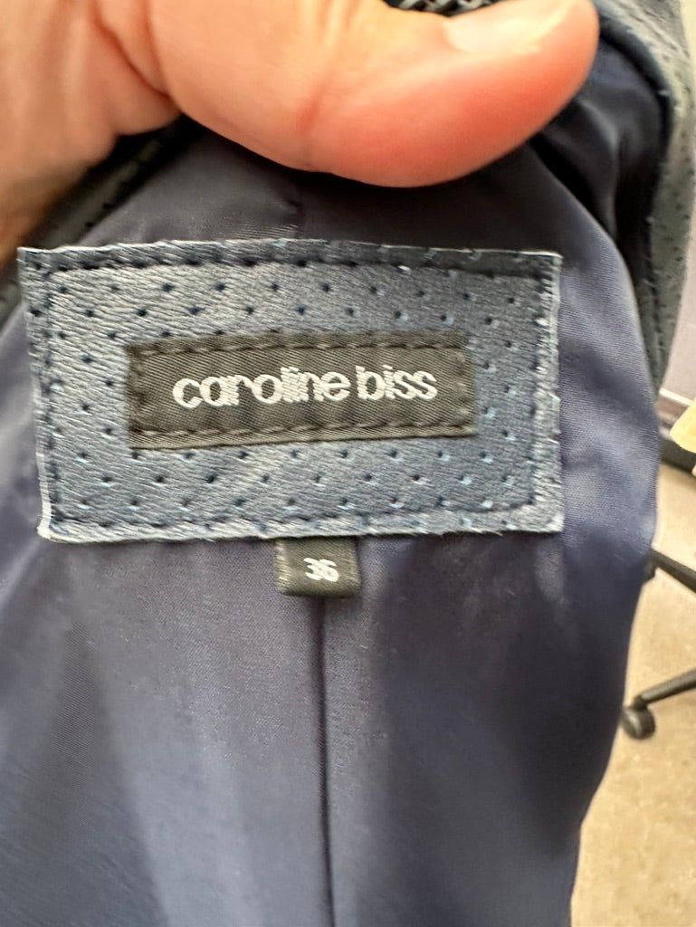 Caroline Biss blauw leren bomberjack maat 36