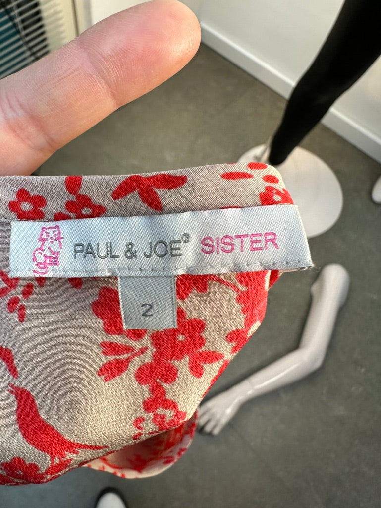 Paul & Joe Sister - Top - zijde, mouwloos, bloemen- en vogelprint - M