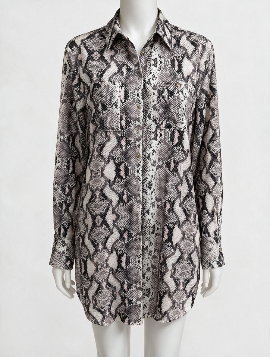 JOSH V - Blouse/tuniek - slangenprint, knoopsluiting - M