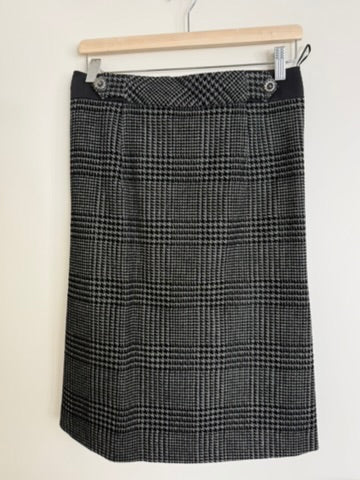 KENZO - Rok - ruitpatroon, zwart/wit/grijs, metalen knopen - S