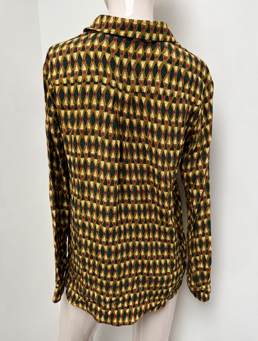 ZILCH - Blouse - geometrisch patroon, meerkleurig, knoopsluiting - maat S