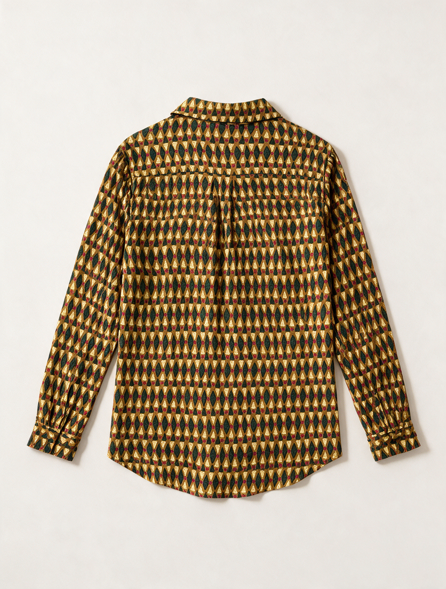 ZILCH - Blouse - geometrisch patroon, meerkleurig, knoopsluiting - maat S