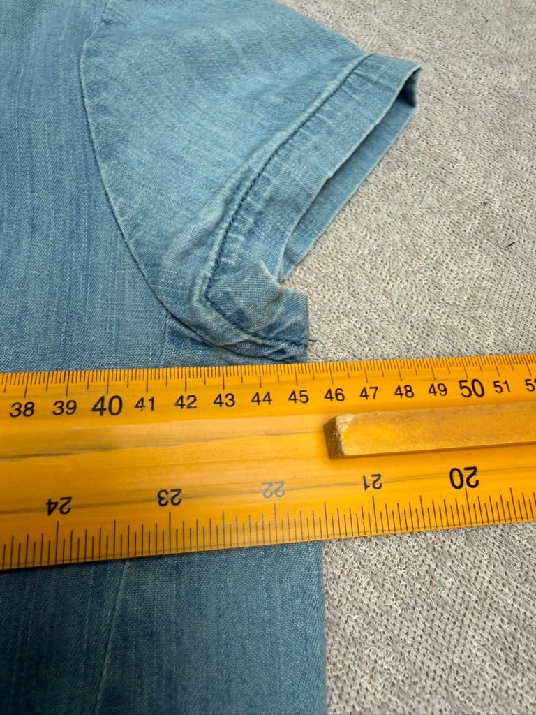 ICHI Lichtblauwe Denim Jurk Maat 34 – 100% Katoen A-lijn Jurk met Franjezoom