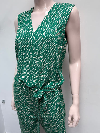Expresso Jumpsuit maat M groen, beige
