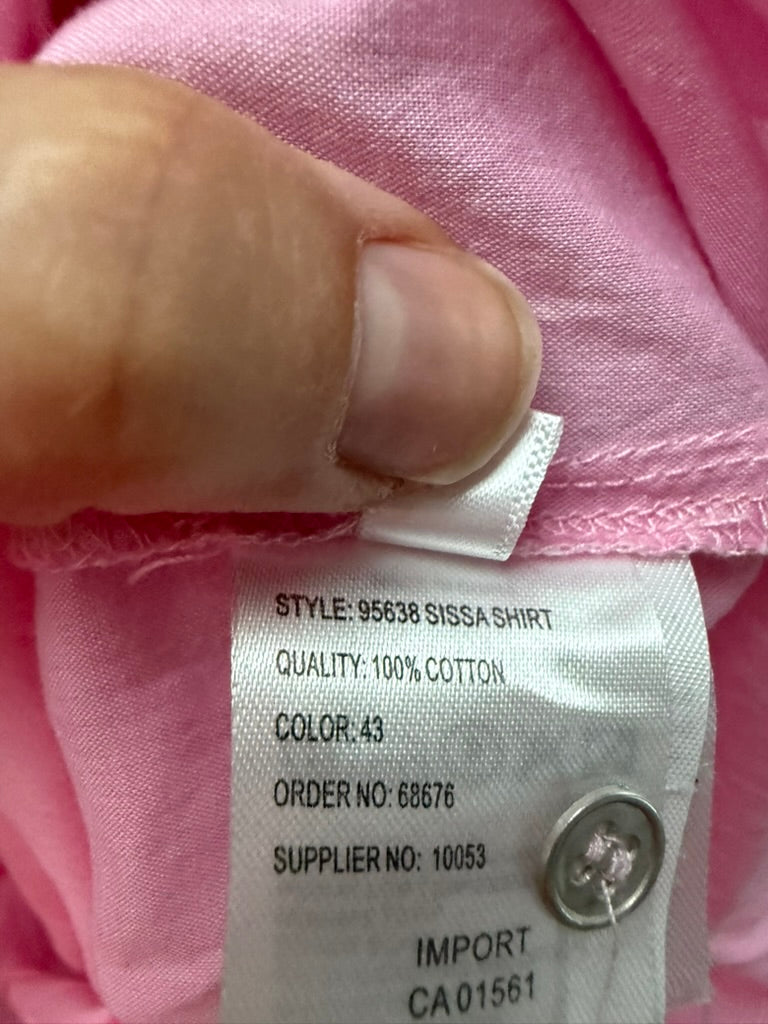 co’couture - Blouse - roze, opstaande kraag met ruches, halve knoopsluiting - XS
