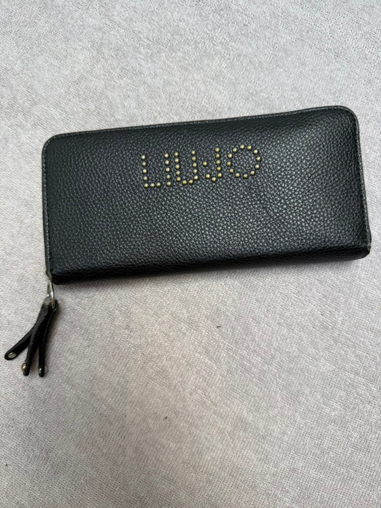 Liu Jo Accessories - Portemonnee - zwart kunstleer, ritssluiting rondom, goudkleurige studs - 1 maat