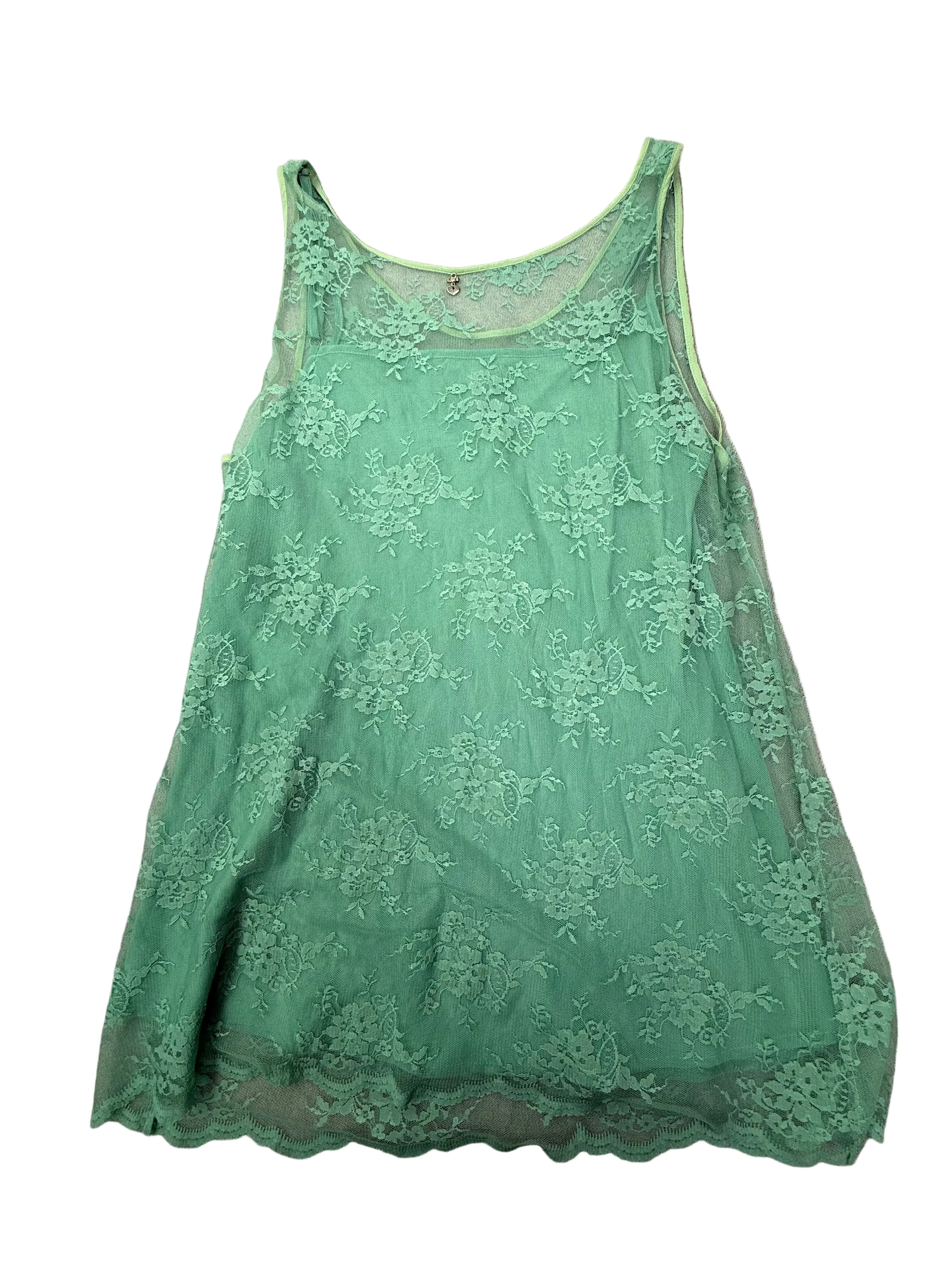 Twin-Set Simona Barbieri mintgroene kanten top maat L – made in Italy