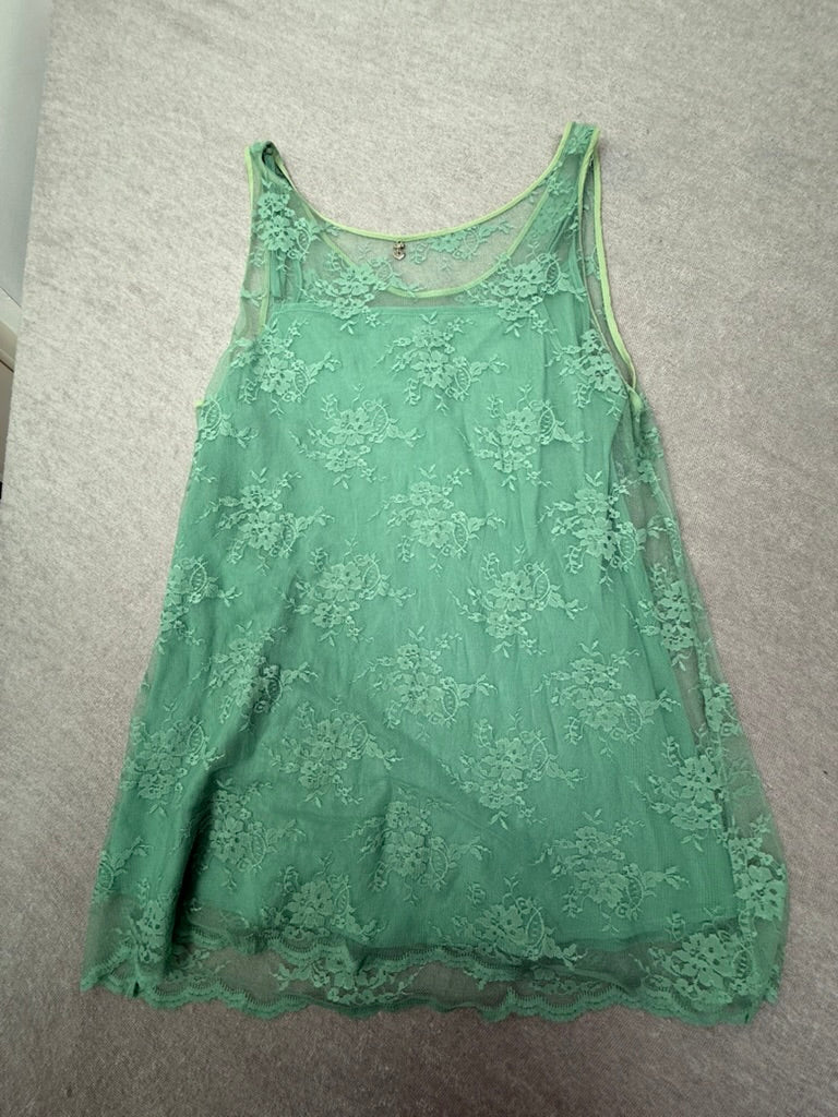 Twin-Set - Top - groen, kant, spaghettibandjes - L