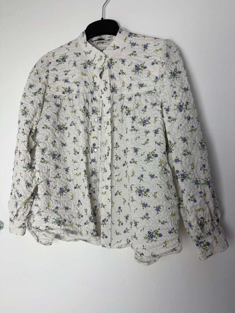 ZARA - Blouse - bloemenprint, lange mouwen, 100% katoen - M