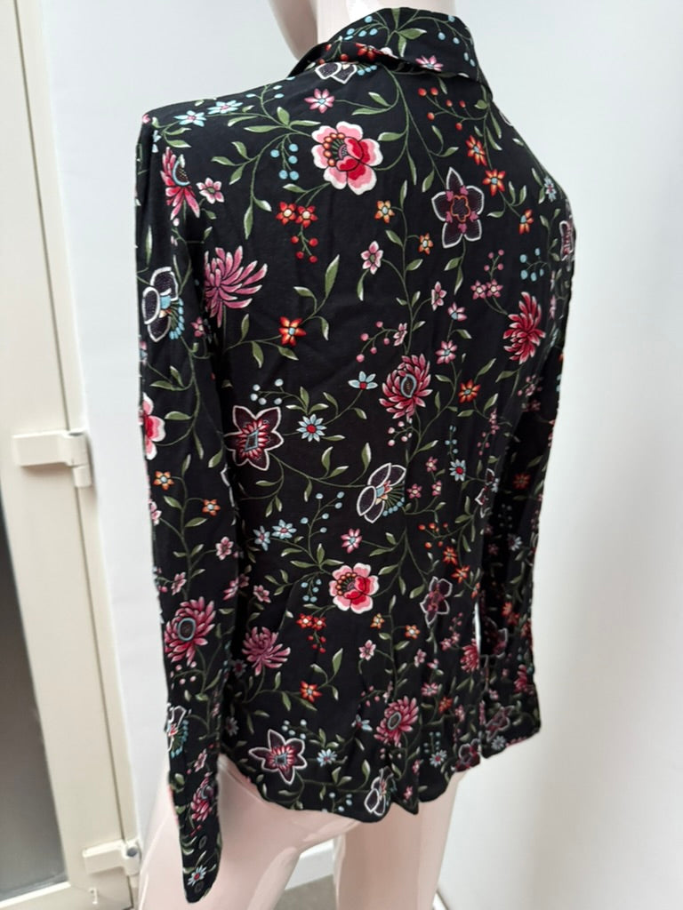 & Other Stories - Blouse - zwart, bloemenprint, knoopsluiting - XS