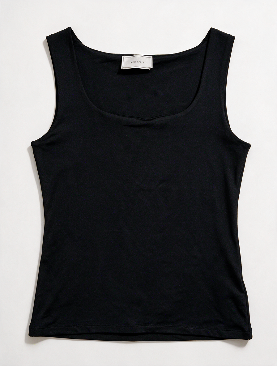 NEO NOIR - Hemdje - zwart, stretch jersey, aansluitend model - XL