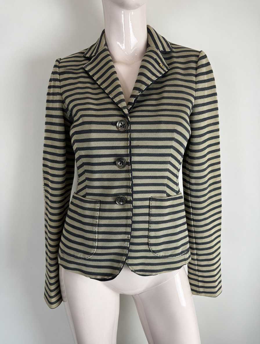Blonde No.8 - Blazer - gestreept, beige en blauw, drie knopen - S