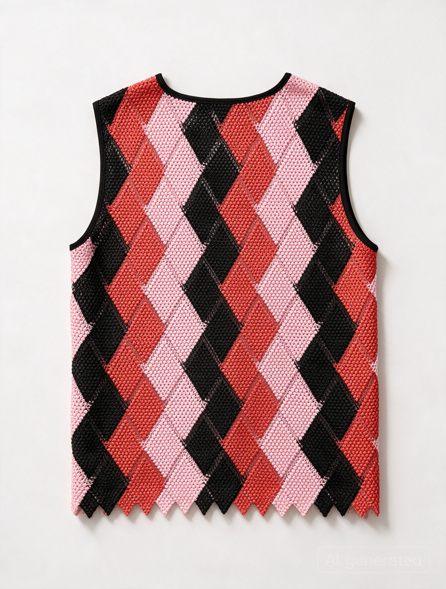 SPORTMAX CODE - Top - geometrisch ruitpatroon, grofgebreid, mouwloos - M