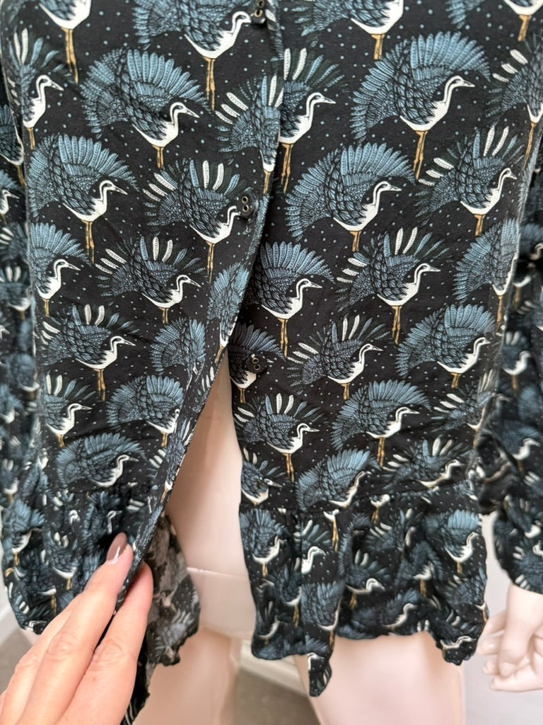 MARIE SIXTINE - Blouse - kraanvogelprint, V-hals, lange mouwen - maat M