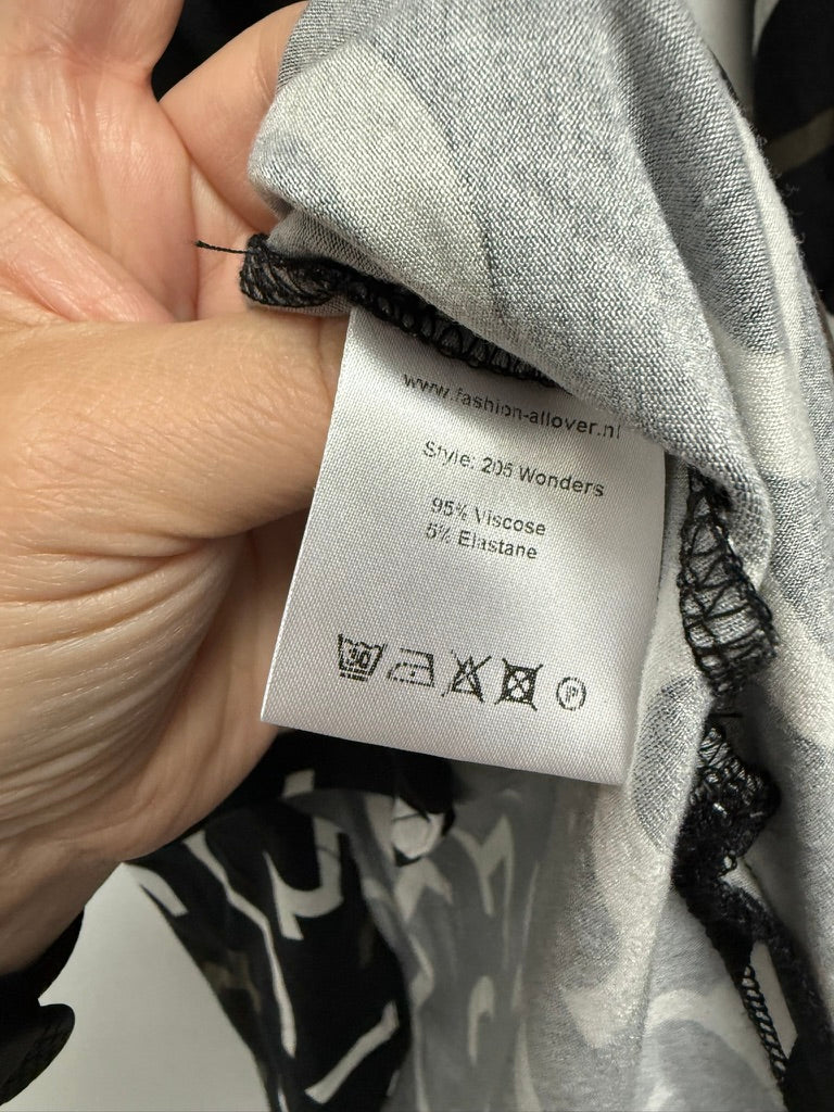 ZOSO - Tuniek - abstracte print, ritsdetails op de schouders, lange mouwen - M