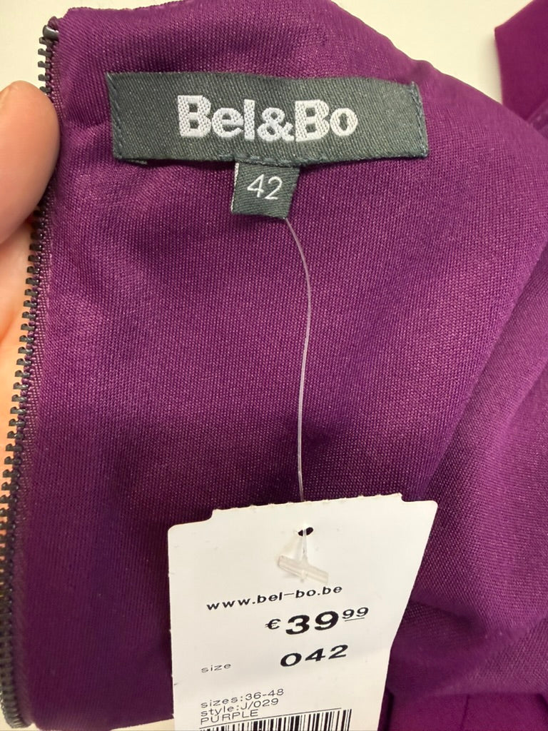 Bel&Bo - Jurk - paars, mouwloos, geplooid detail opzij - XL