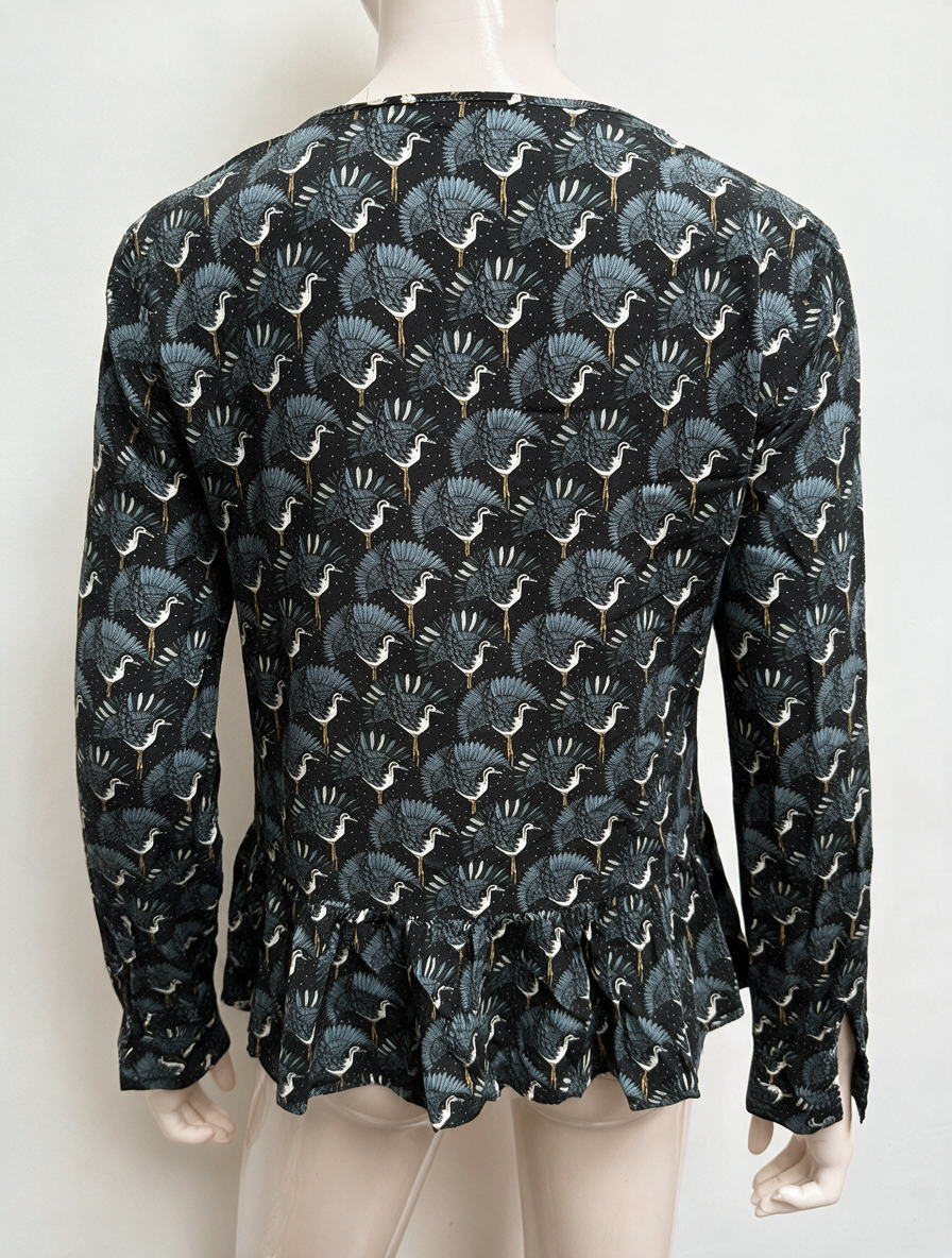 MARIE SIXTINE - Blouse - kraanvogelprint, V-hals, lange mouwen - maat M