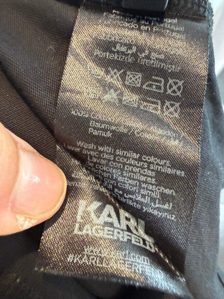 KARL LAGERFELD - T-shirt - zwart, grafische print, ronde hals - XS