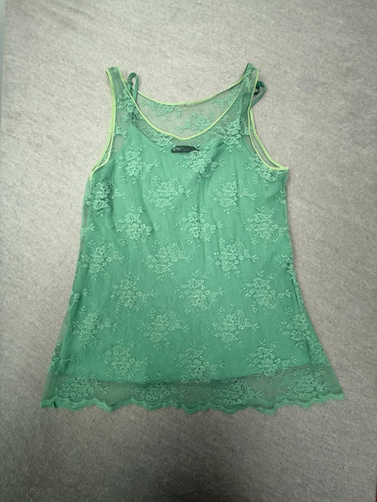 Twin-Set - Top - groen, kant, spaghettibandjes - L