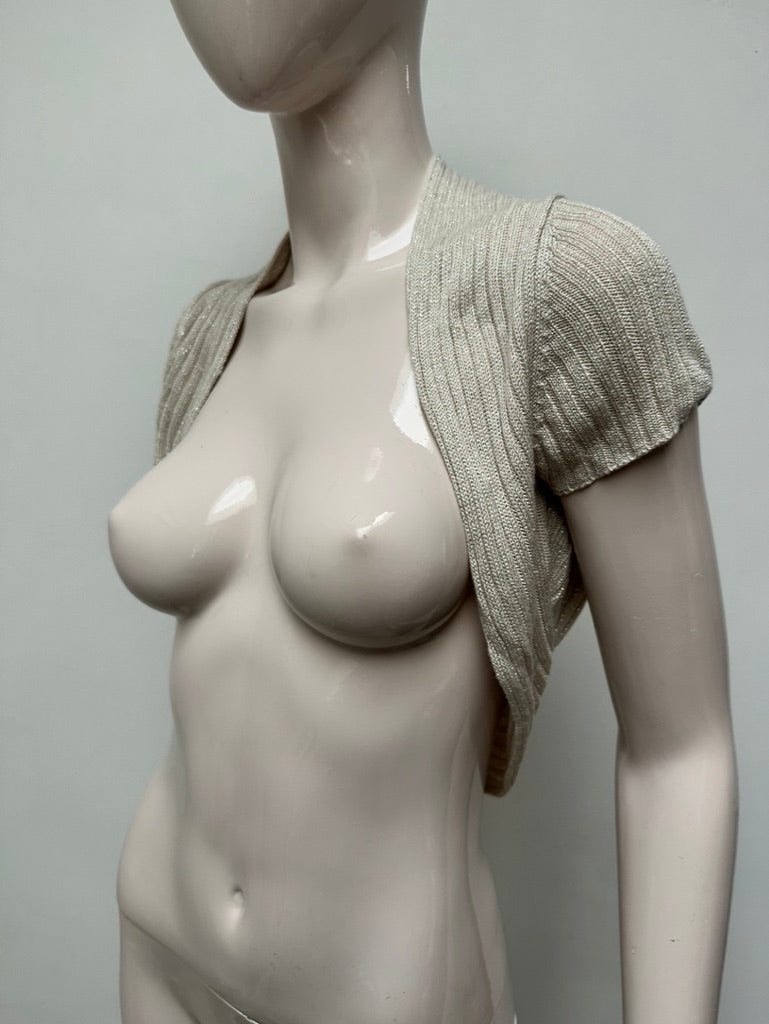 Bandolera - Vestje - beige, bolero model, korte mouwen - L